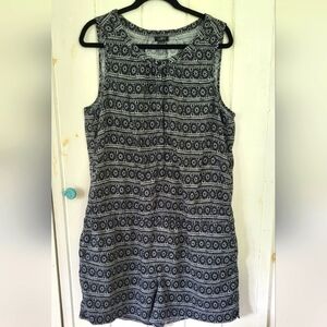 Loft Abstract Print Linen Blend Popover Sleeveless Romper